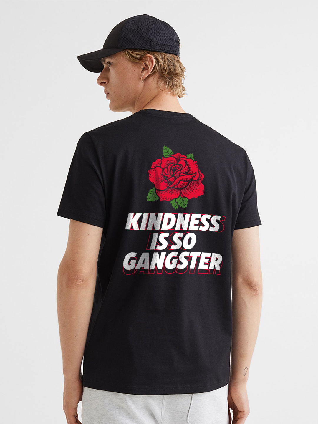 Kindness is so Gangster Men Regular Fit Black Half Sleeve T-Shirt