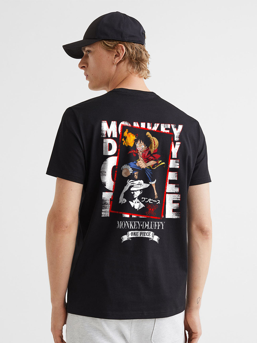 One Piece Men Regular Fit Black Half Sleeve T-Shirt