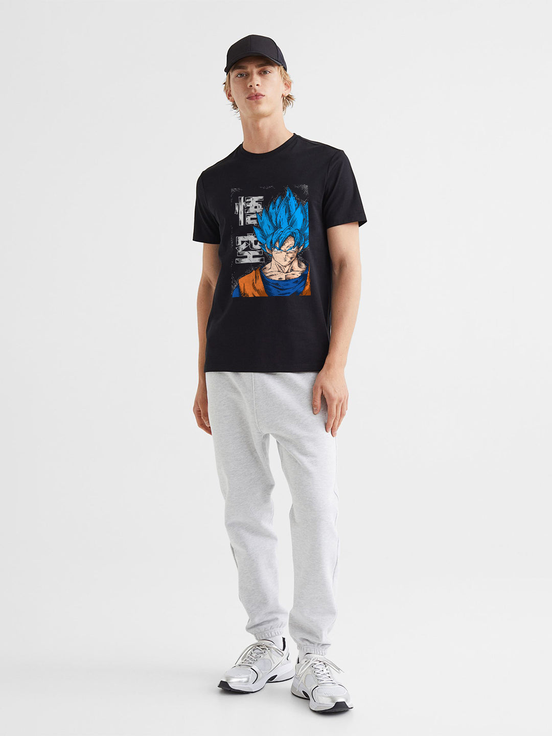 Fighter Goku Men Regular Fit Black Half Sleeve T-Shirt