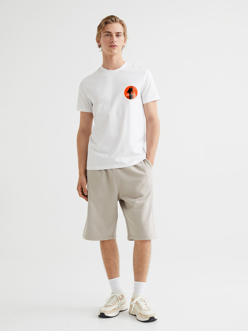 Goku Men Regular Fit White Half Sleeve T-Shirt