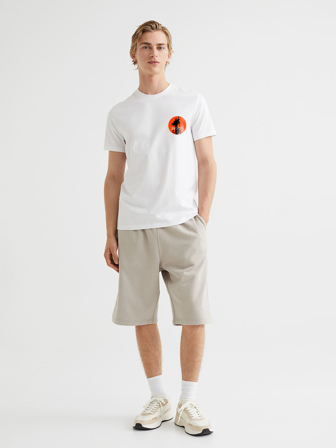 Goku Men Regular Fit White Half Sleeve T-Shirt