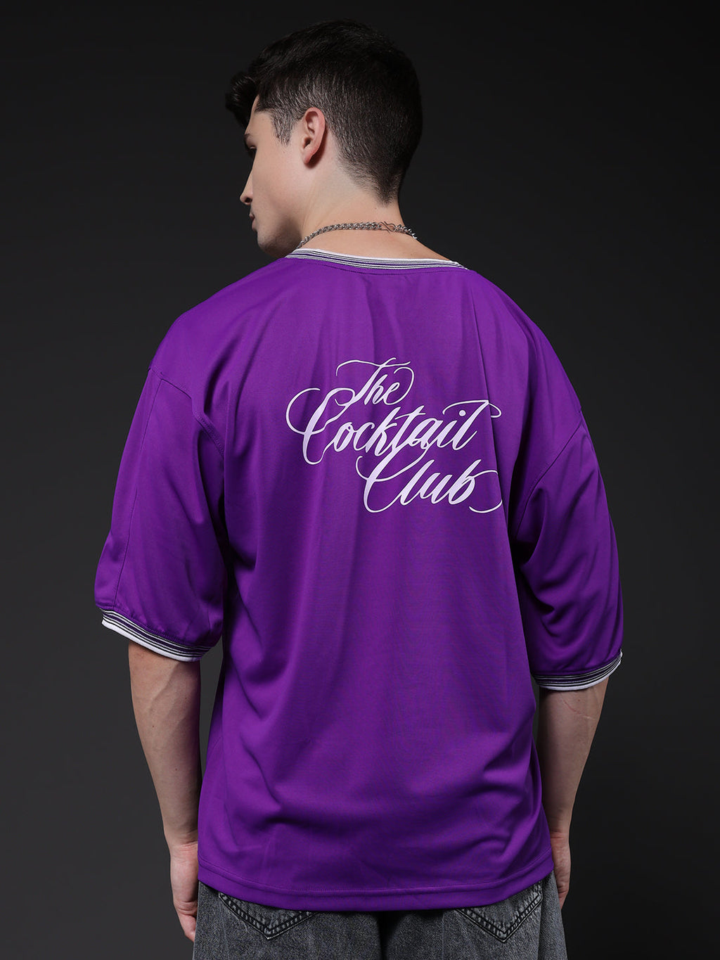 Men Printed Oversized Varsity T-Shirt