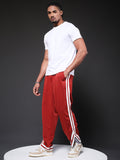 Men Premium Terry Jogger with Side Stripes - Rust