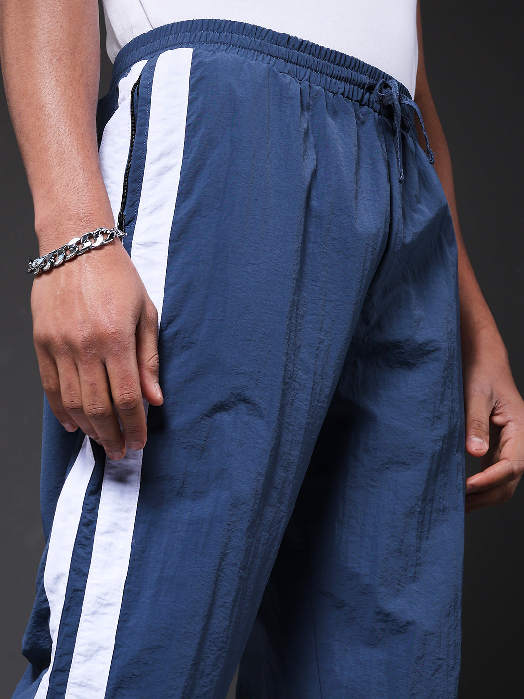 Men Premium Jogger with Side Stripes - Blue