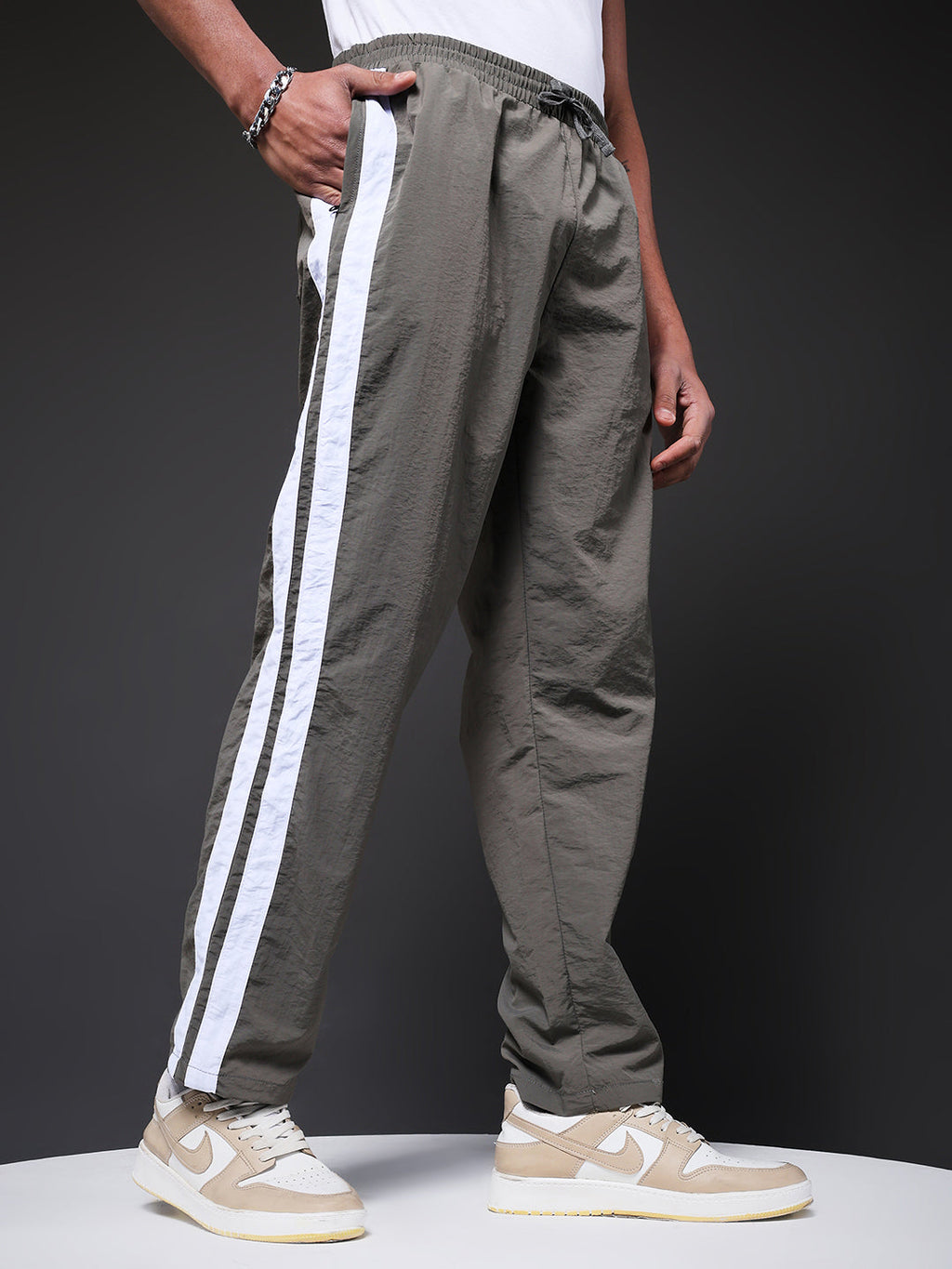 Men Premium Jogger with Side Stripes - Grey