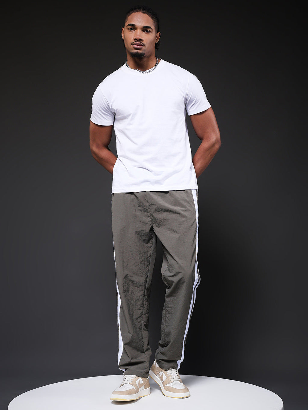 Men Premium Jogger with Side Stripes - Grey