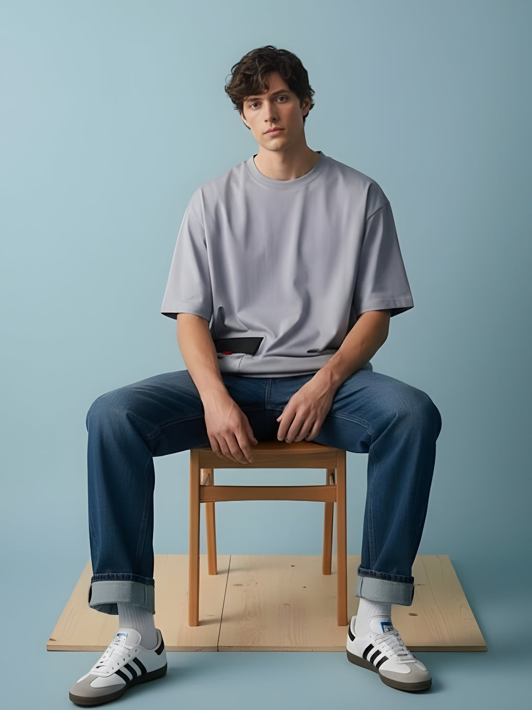 Cargo T-Shirt For Men - Ash Grey