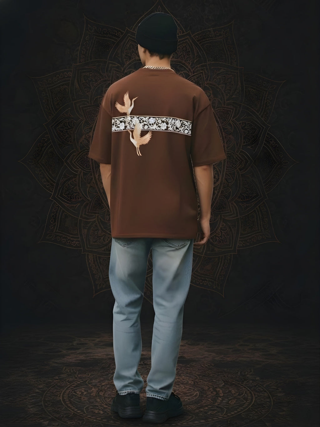 Mandala Roots Printed Men Premium Oversized T-Shirt