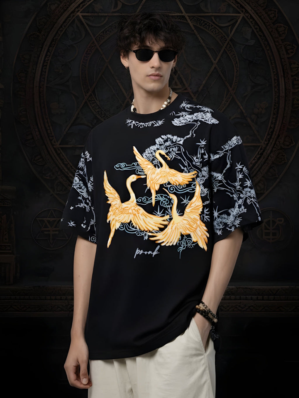 Mandala Roots Puff Printed Men Premium Oversized T-Shirt