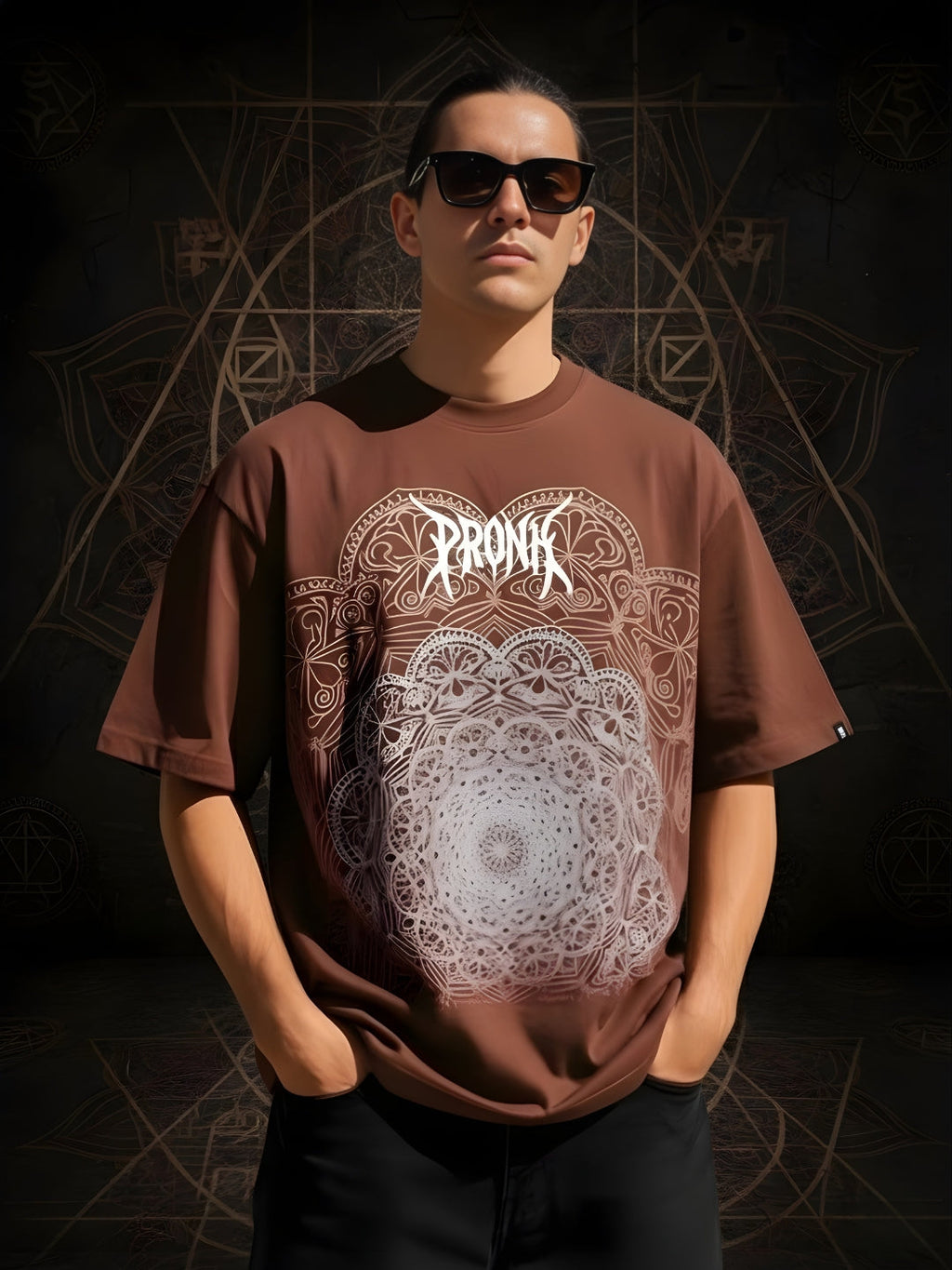 Mandala Roots Puff Printed Men Premium Oversized T-Shirt