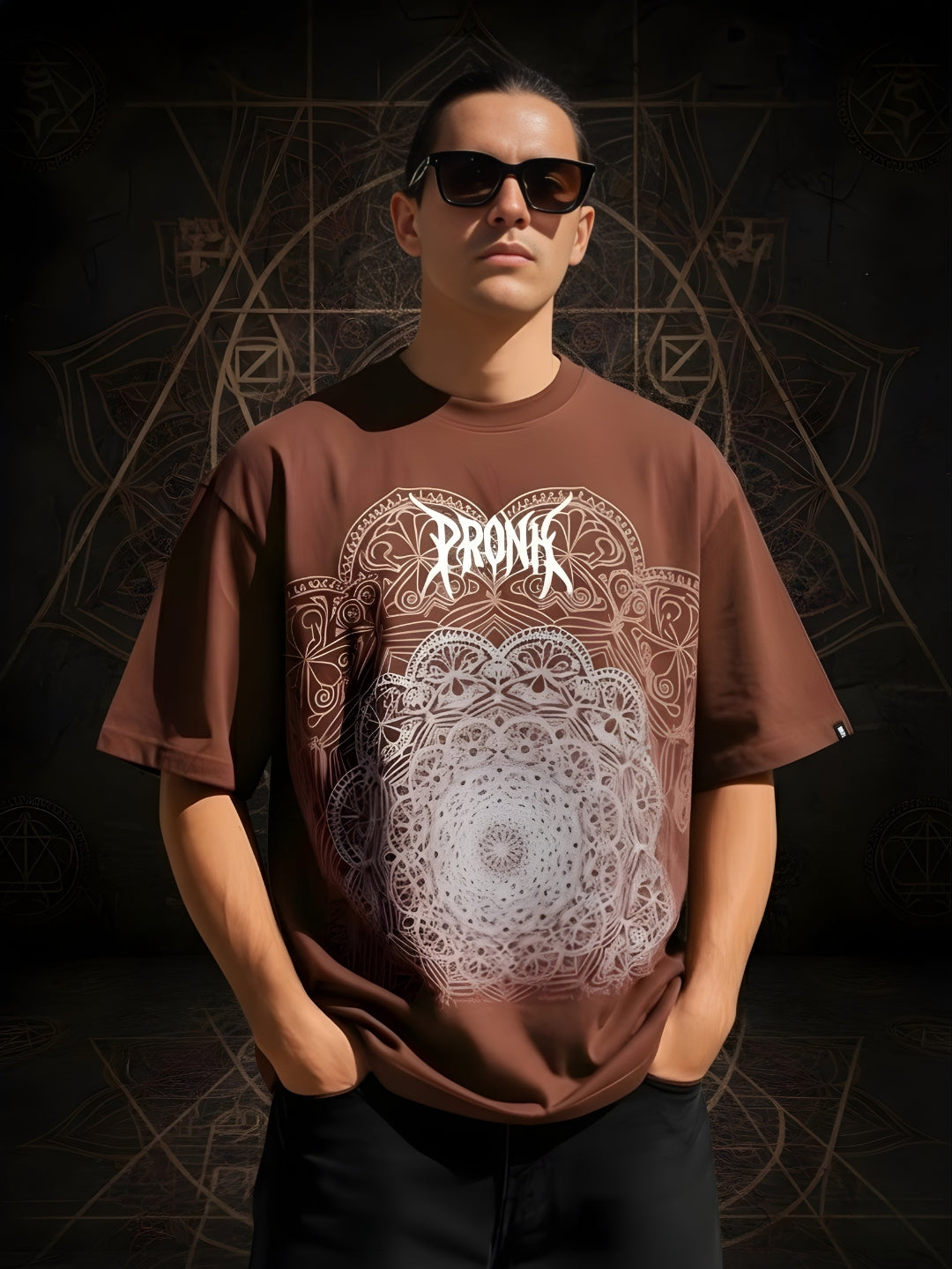Mandala Roots Puff Printed Men Premium Oversized T-Shirt