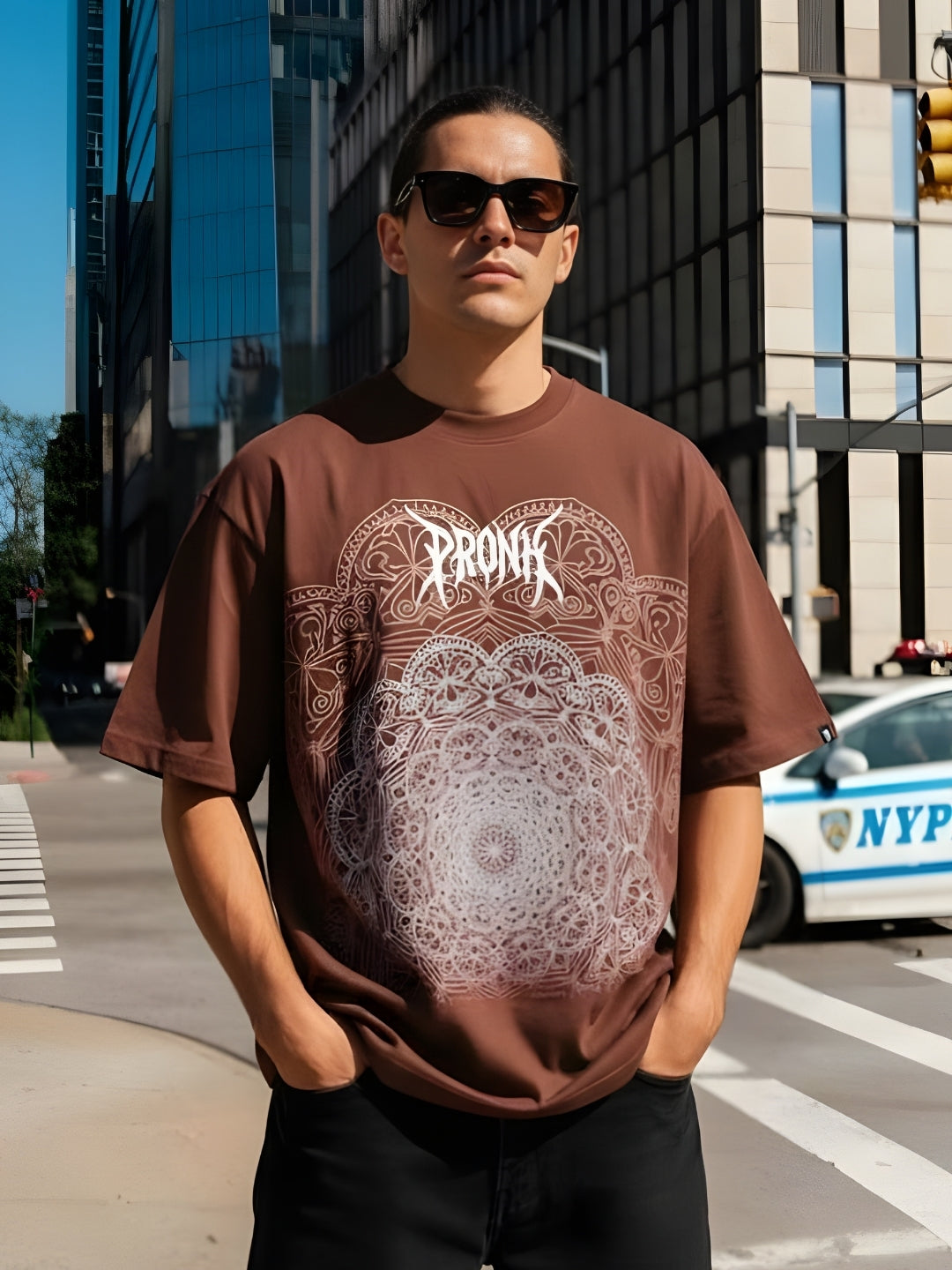 Mandala Roots Puff Printed Men Premium Oversized T-Shirt