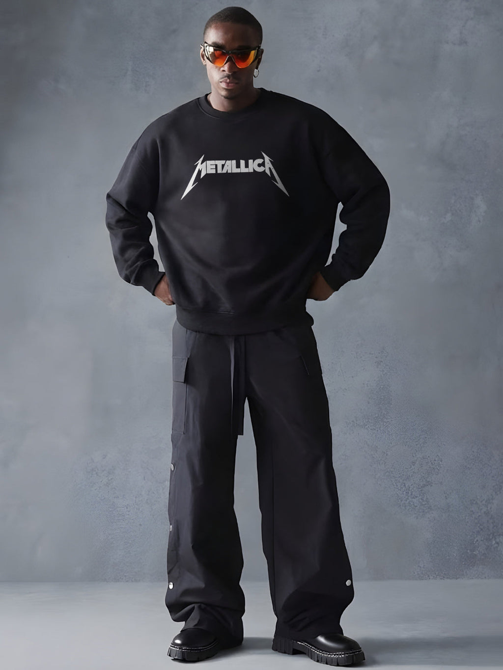 Skull Metallica Men Drop Shoulder Premium Terry Sweatshirt