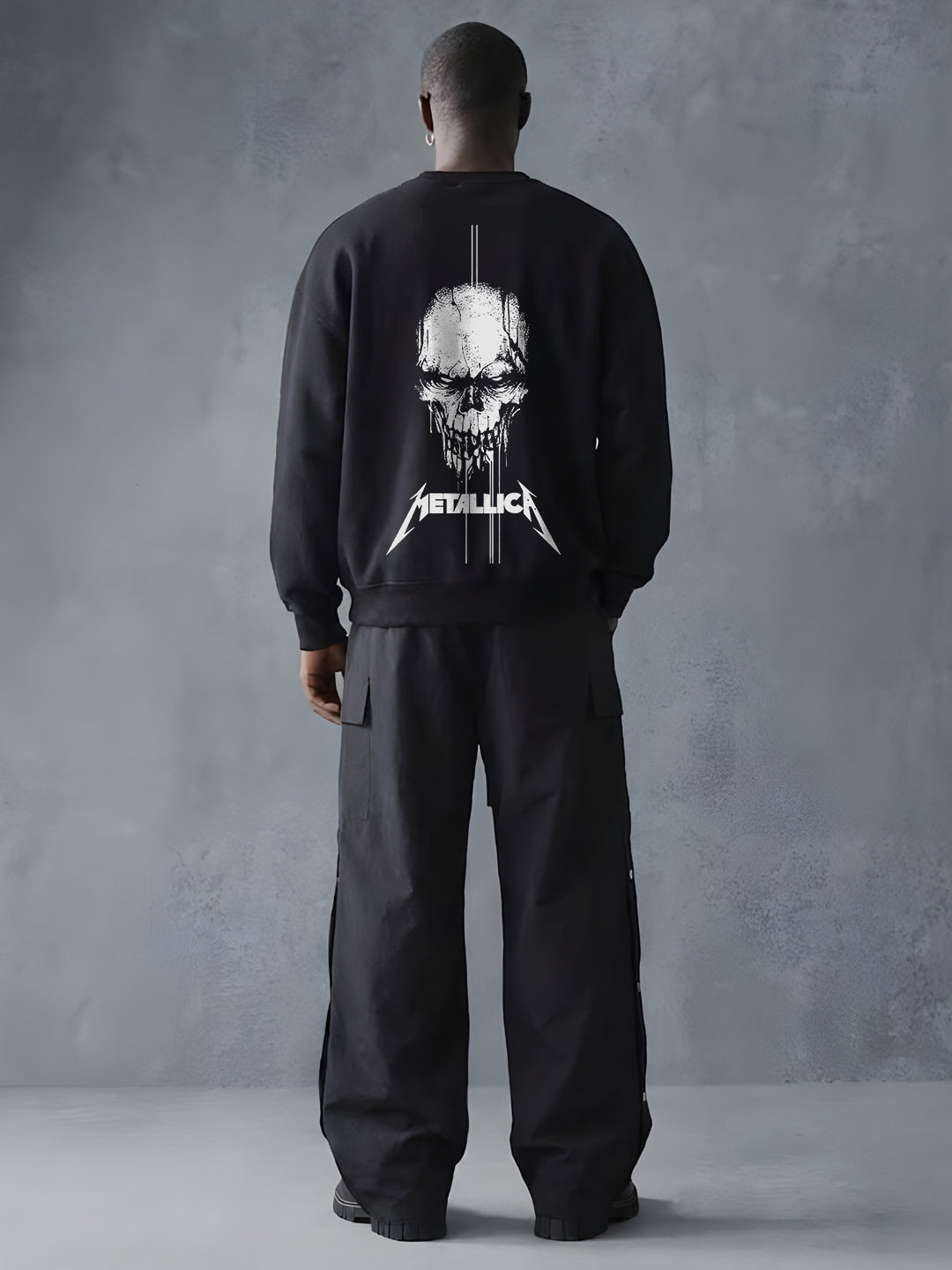 Skull Metallica Men Drop Shoulder Premium Terry Sweatshirt